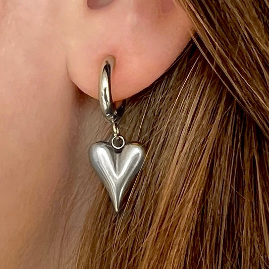 Huggie hoops with hearts Silver