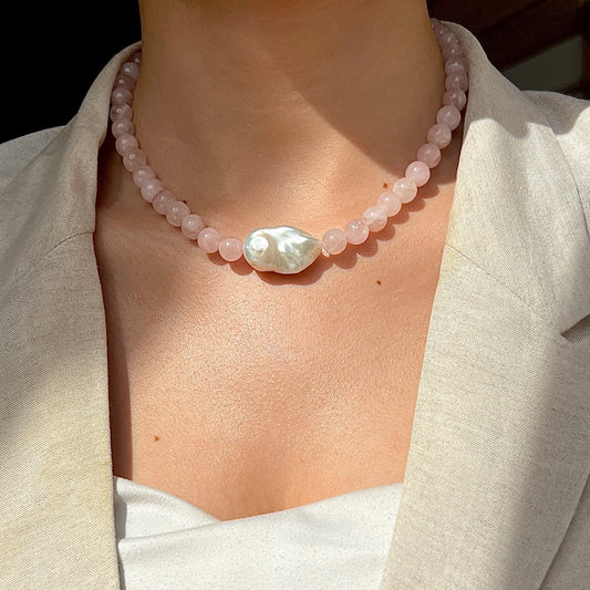 Baroque Freshwater Pearl Necklace Pink Gold