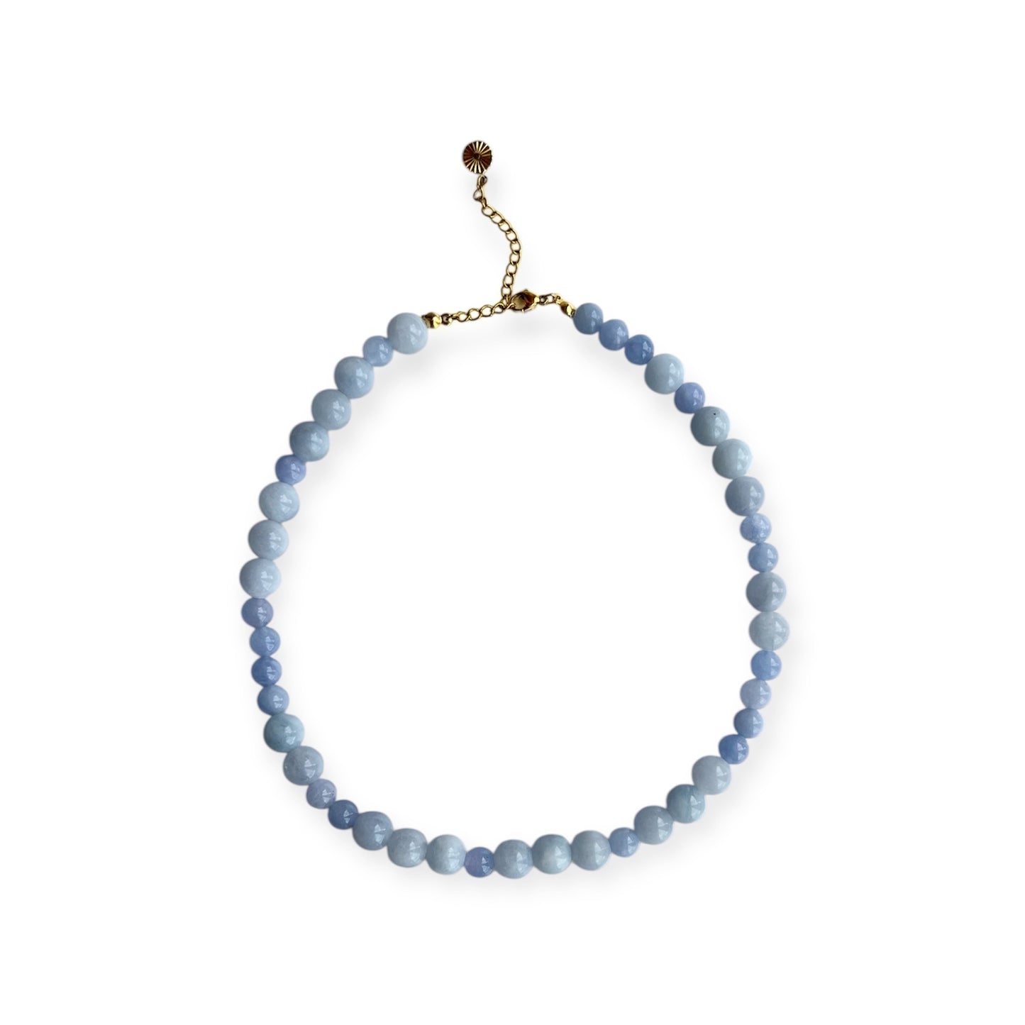 Halskæde med jade perler Mix Baby Blue Guld