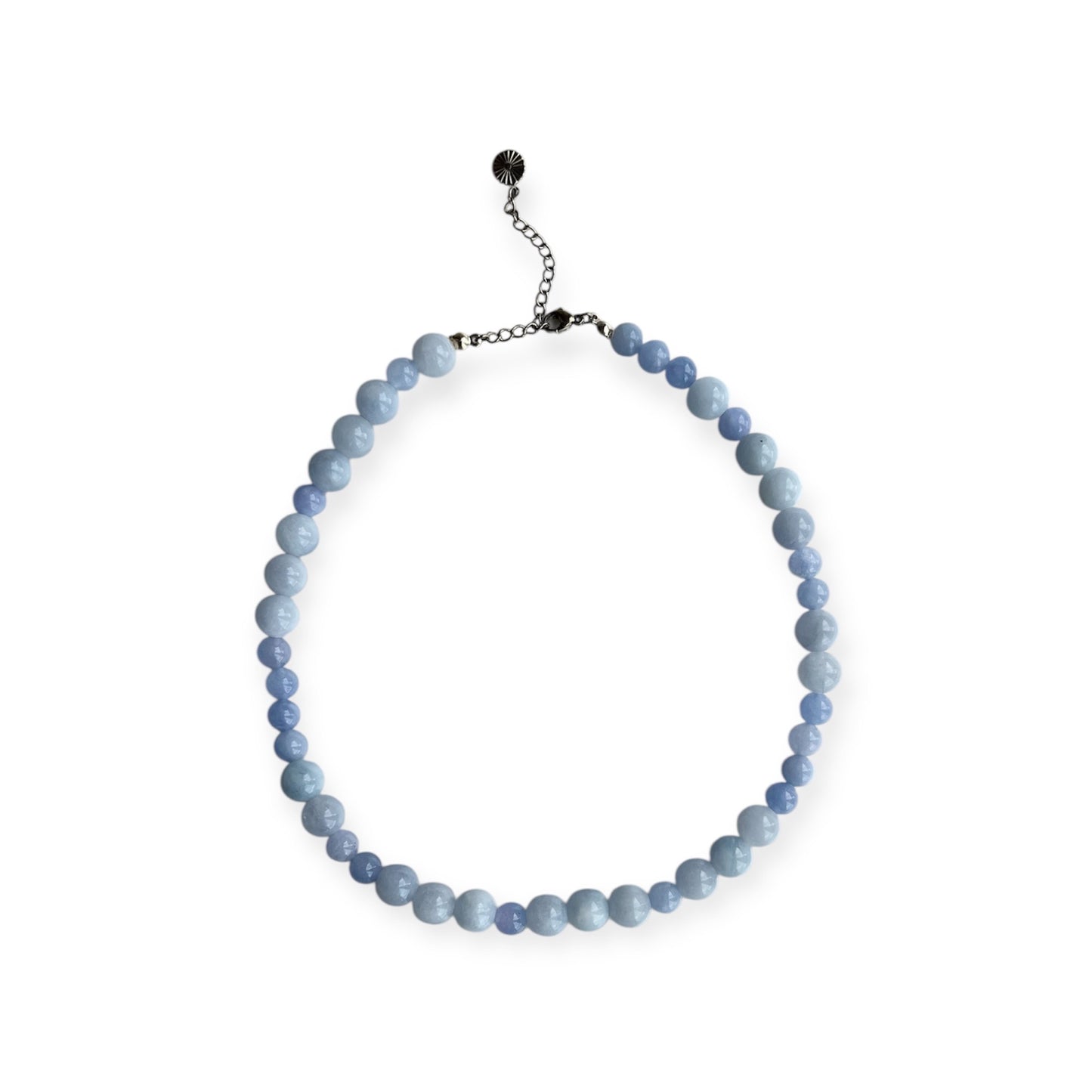 Jade Bead Necklace Mixed Blue Silver