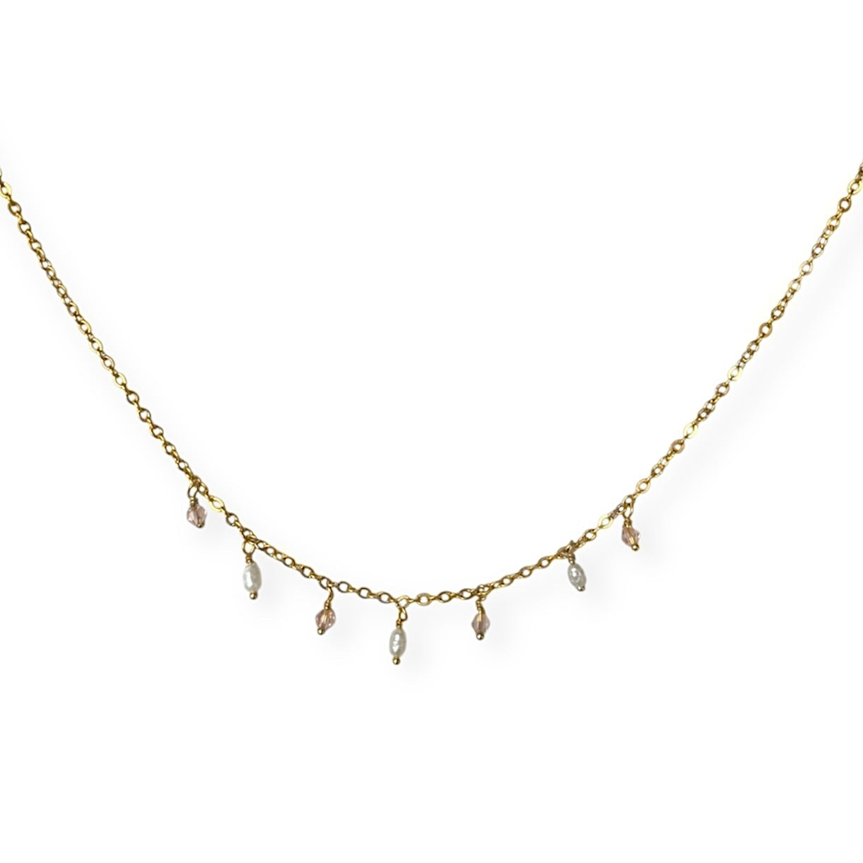 Halskæde med små perlevedhæng Guld