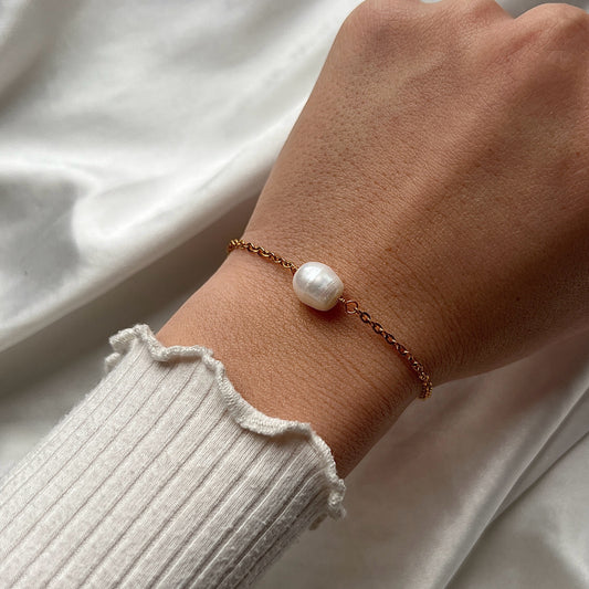 Armbånd med ferskvandsperle Guld