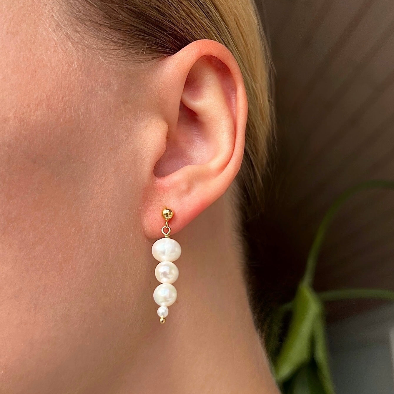 Øreringe med ferskvandsperler Guld