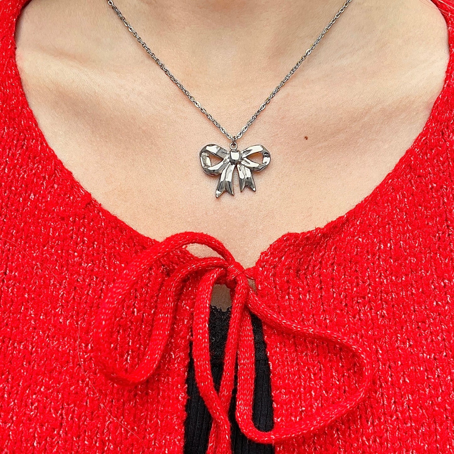 Halskæde med sløjfevedhæng Sølv