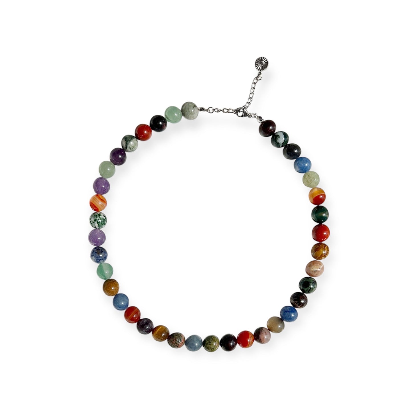 Halskæde mix stenperler Sølv