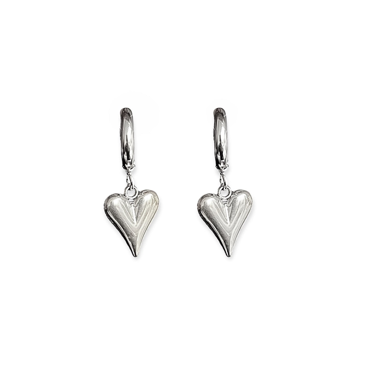 Huggie hoops with hearts Silver