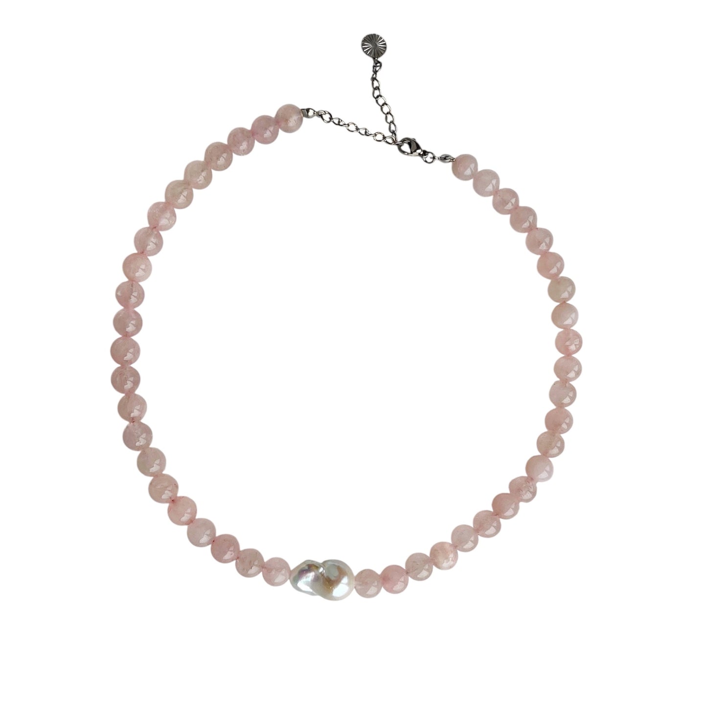 Necklace with baroque freshwater pearl Pink Silver