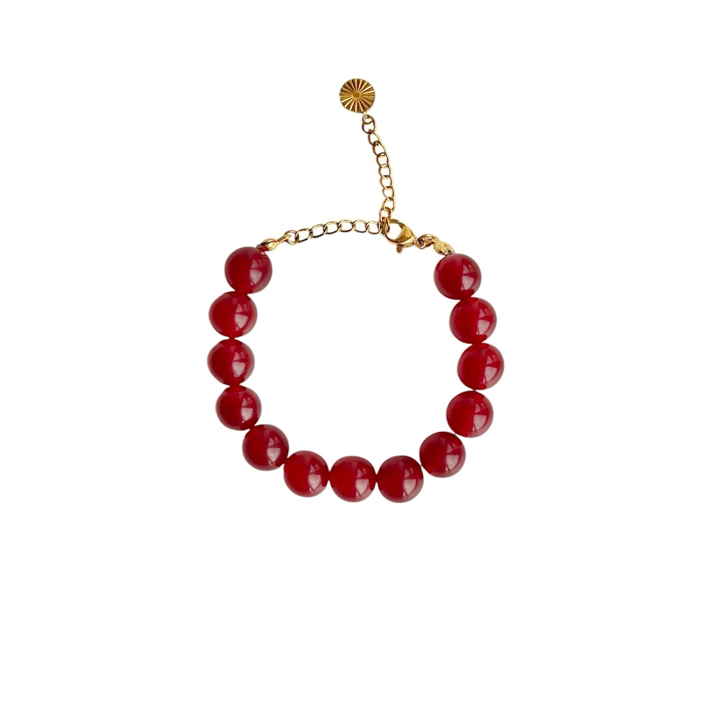 Bracelet with jade beads Wine Red Gold