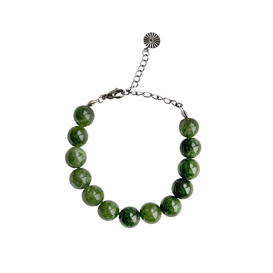 Bracelet with green jade beads Silver
