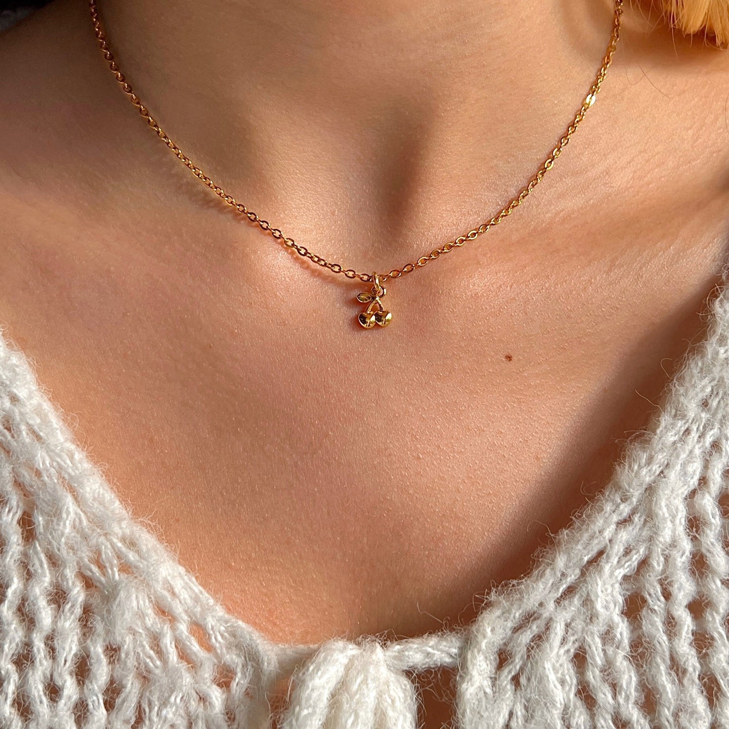 Cherry necklace Gold