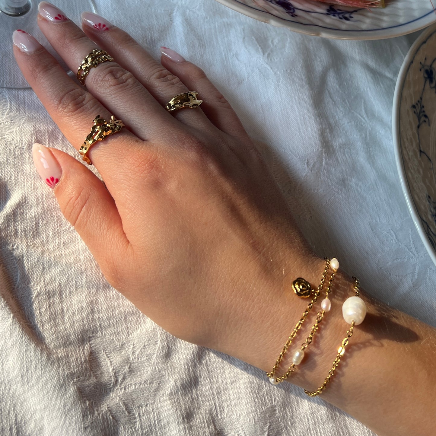 Armbånd med ferskvandsperle Guld