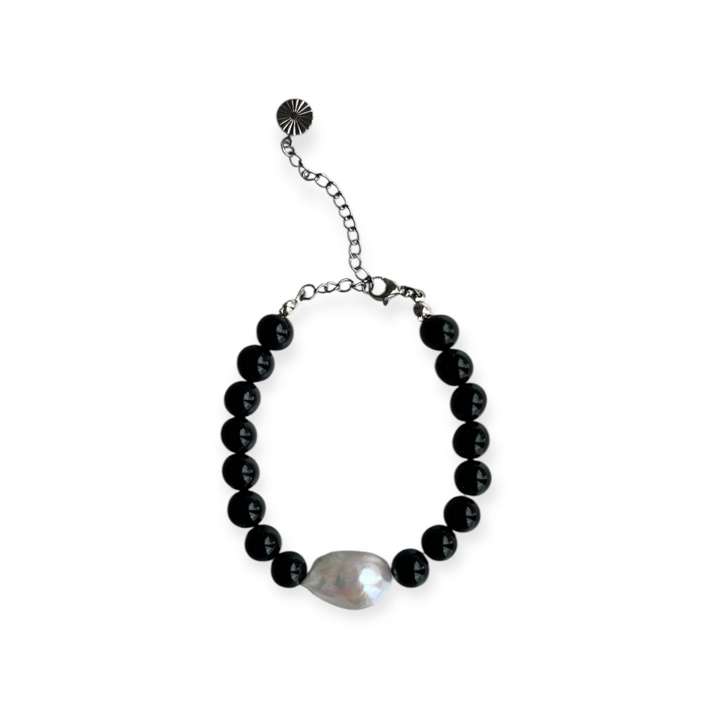 Armbånd med barok ferskvandsperle Sort Sølv