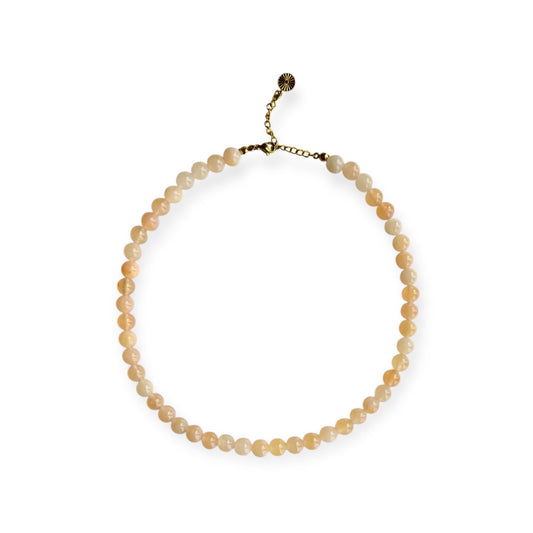 Halskæde med jade perler Butter Yellow Guld