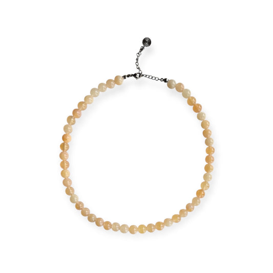 Halskæde med jade perler Butter Yellow Sølv