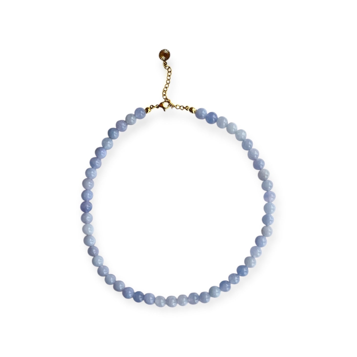 Halskæde med jade perler Baby Blue Guld