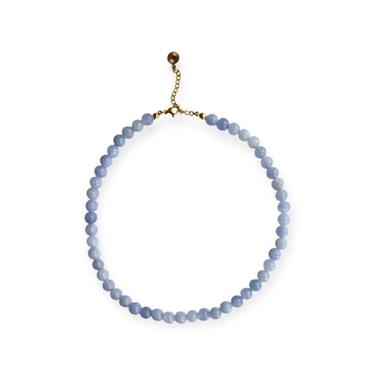 Halskæde med jade perler Baby Blue Guld