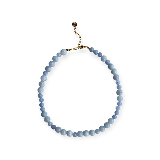 Halskæde med jade perler Mix Baby Blue Guld
