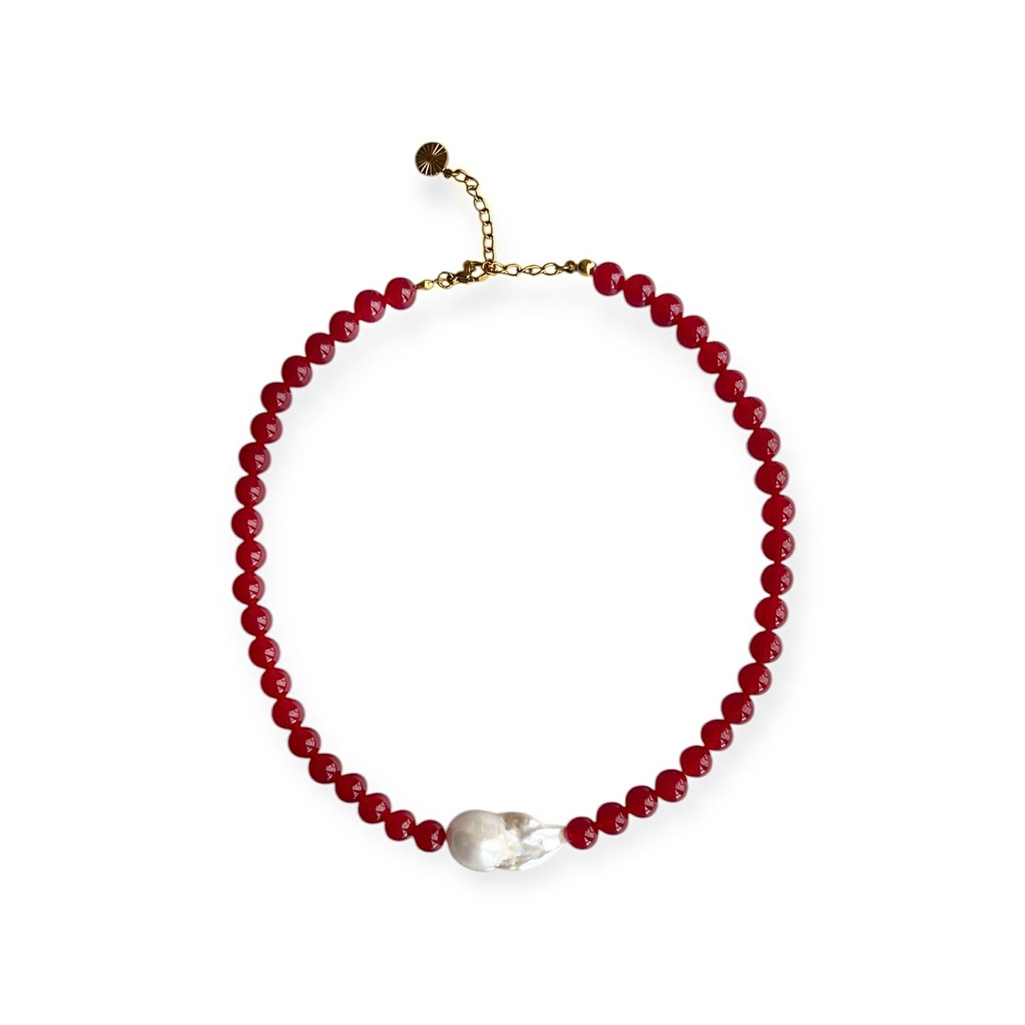 Halskæde med barok ferskvandsperle Rød Guld