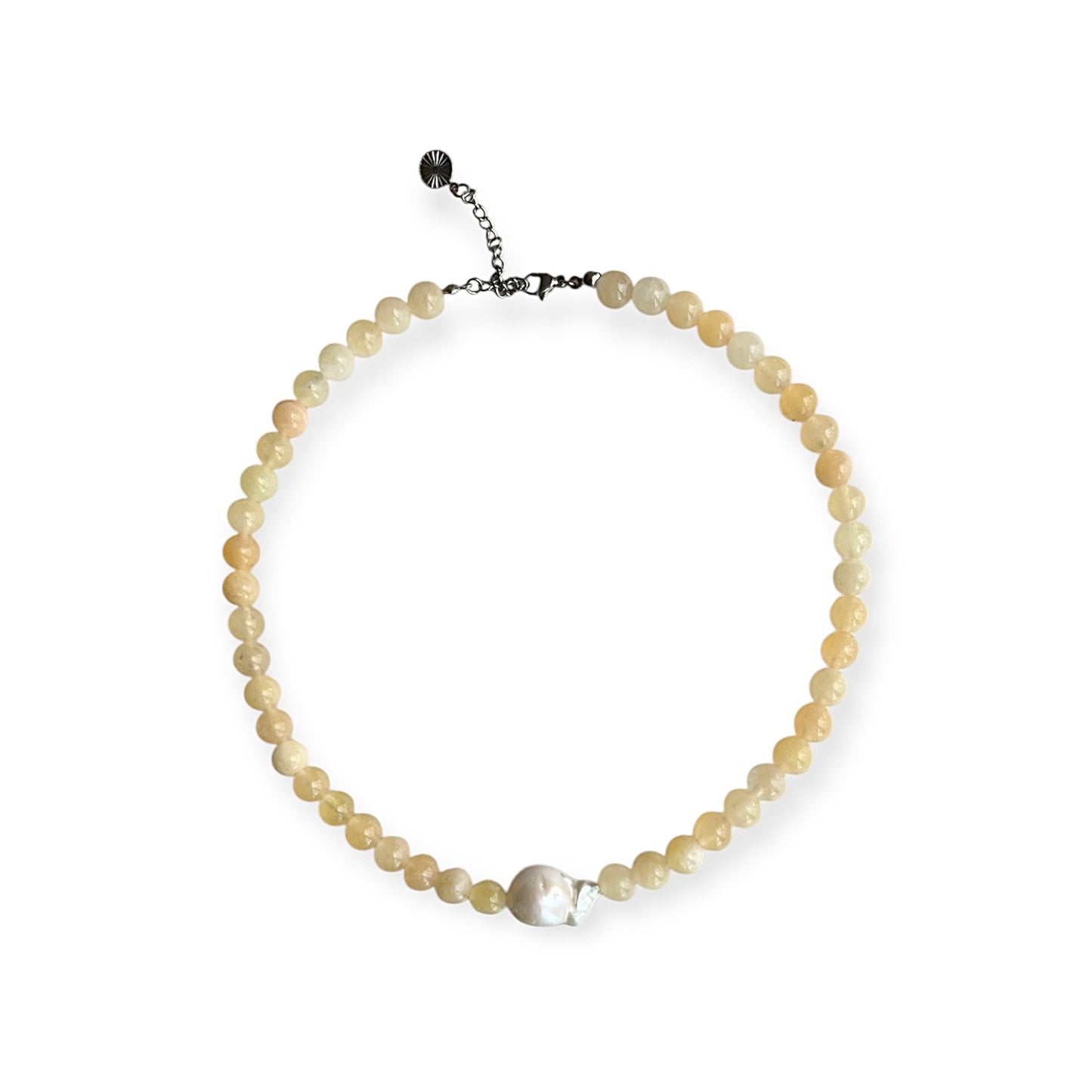 Halskæde med barok ferskvandsperle Butter Yellow Sølv