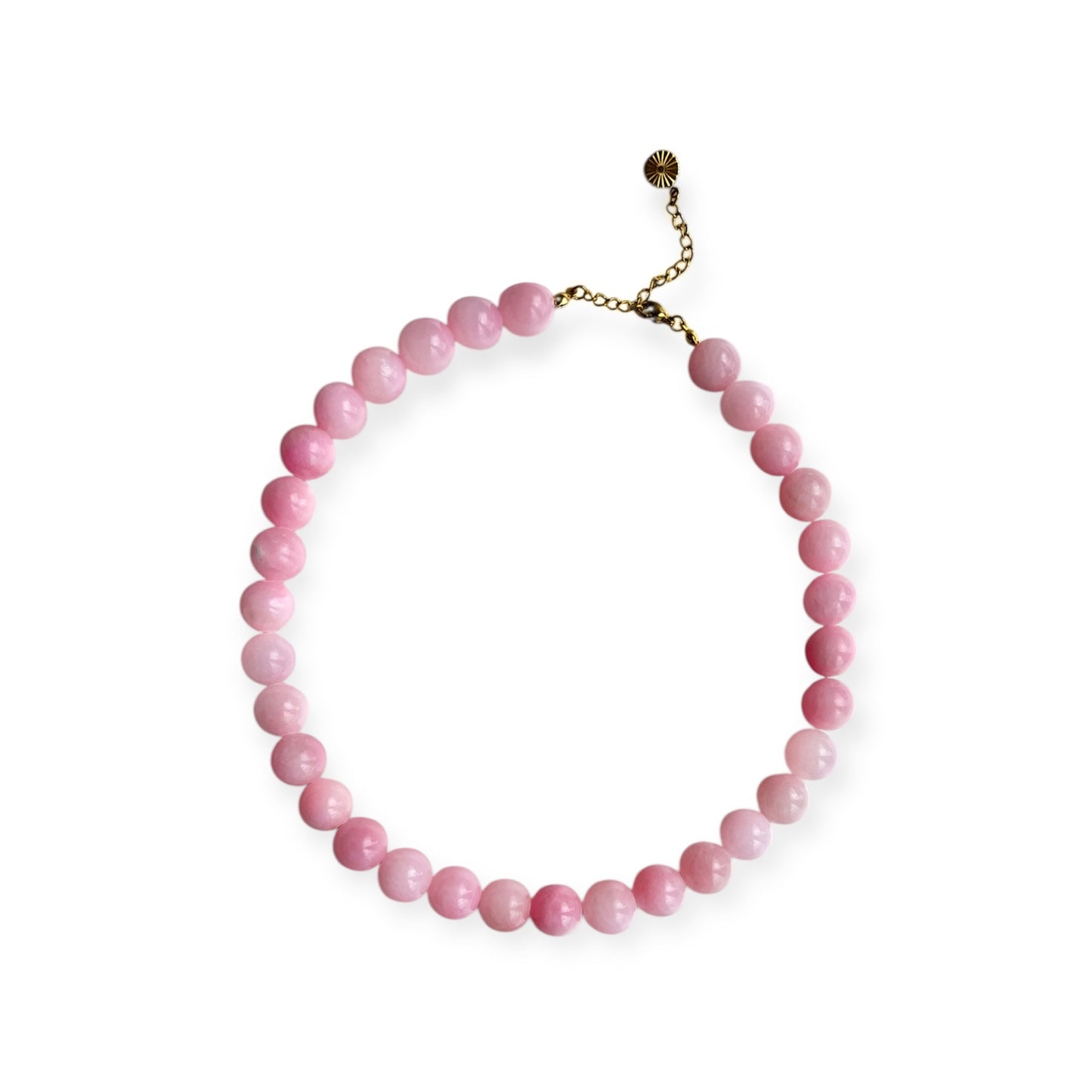 Halskæde med lyserøde jade perler Guld
