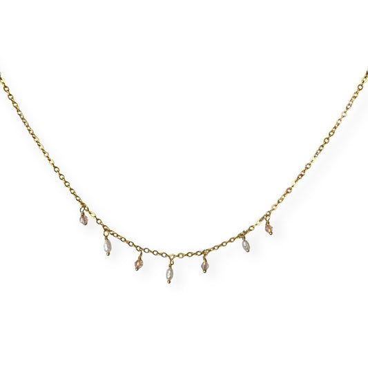 Halskæde med små perlevedhæng Guld