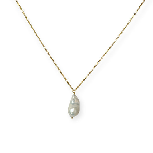 Halskæde med barok ferskvandsperle Guld