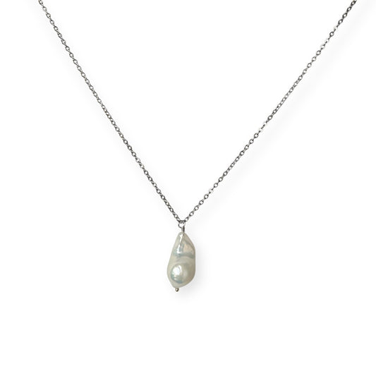 Halskæde med barok ferskvandsperle Sølv