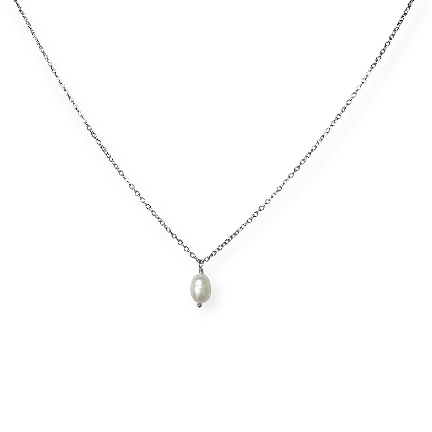 Halskæde med ferskvandsperle Sølv