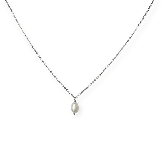 Halskæde med ferskvandsperle Sølv