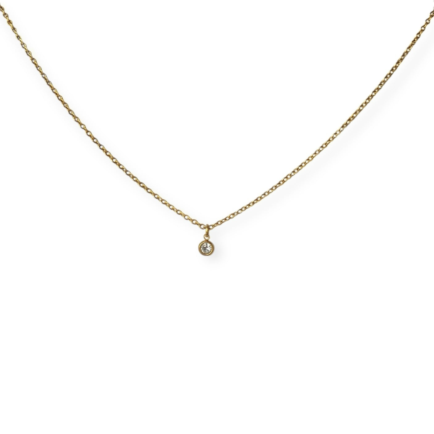 Halskæde med zirkonia vedhæng Guld