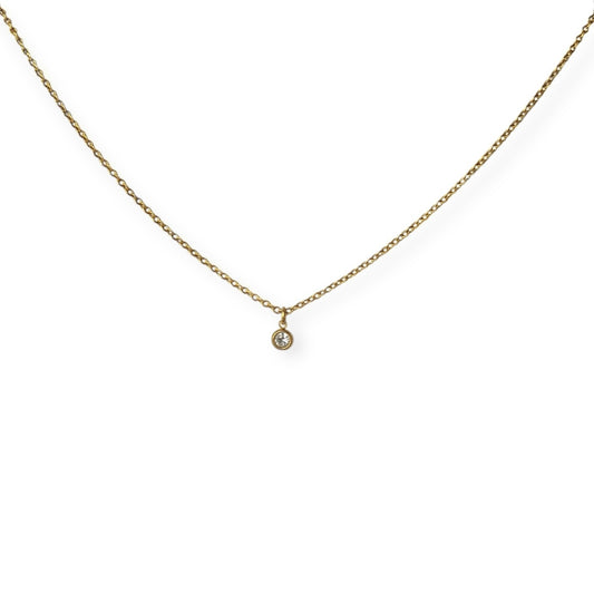 Halskæde med zirkonia vedhæng Guld