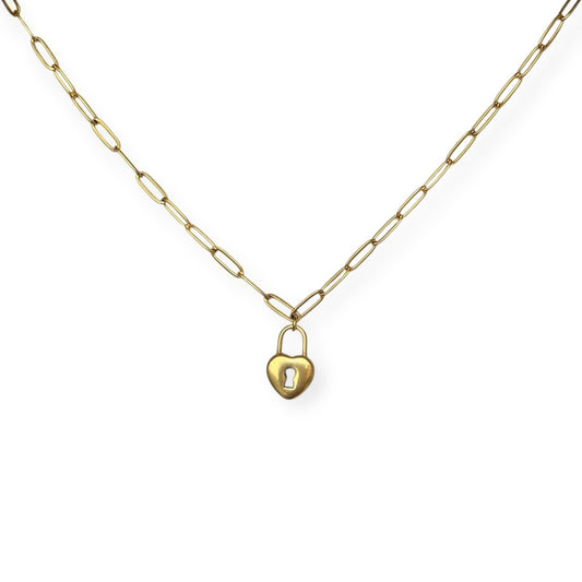 Halskæde med hjertelås Guld