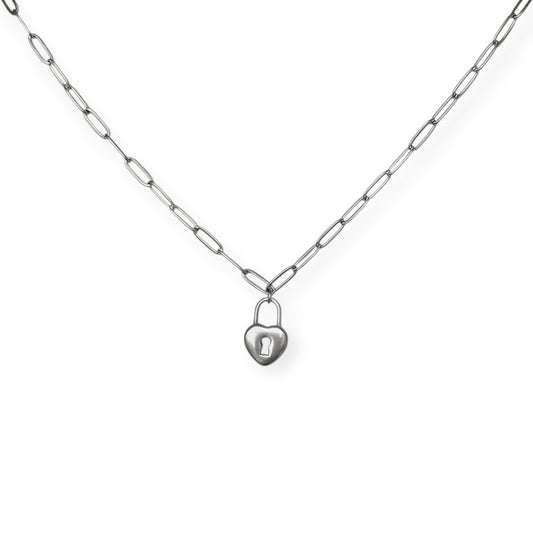 Halskæde med hjertelås Sølv