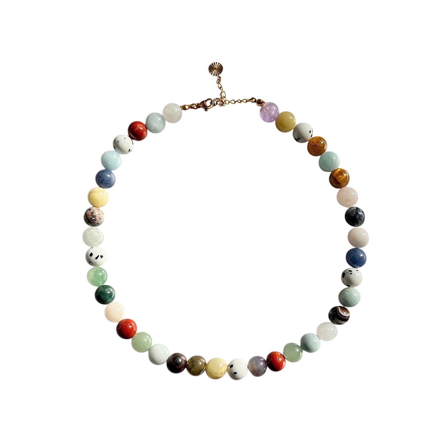 Halskæde mix stenperler Guld