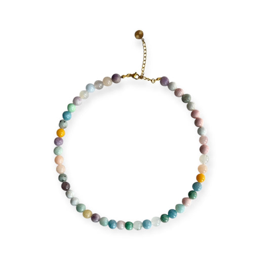 Halskæde med naturlige stenperler Guld