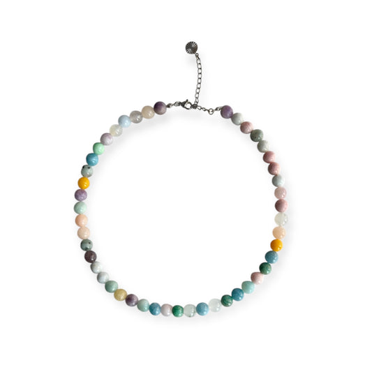 Halskæde med naturlige stenperler Sølv