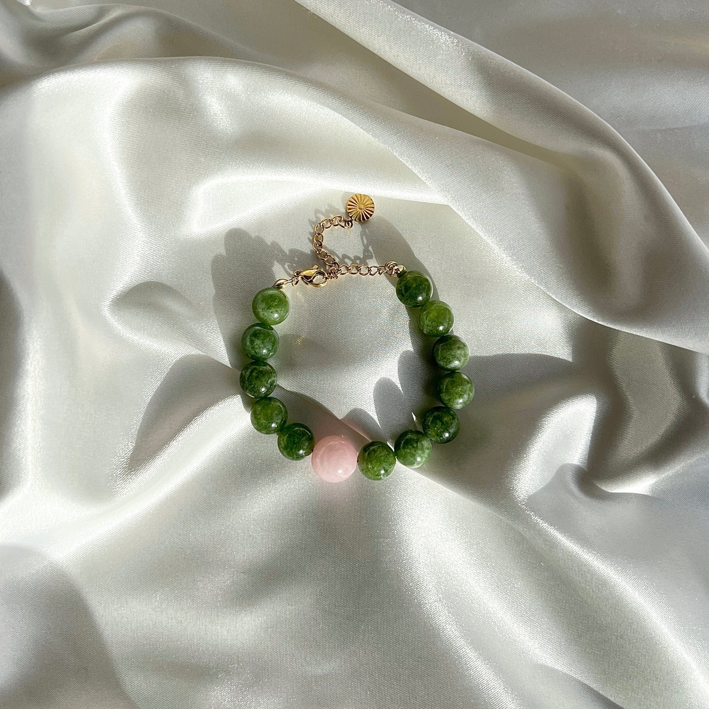 Armbånd Grøn & Lyserød Guld