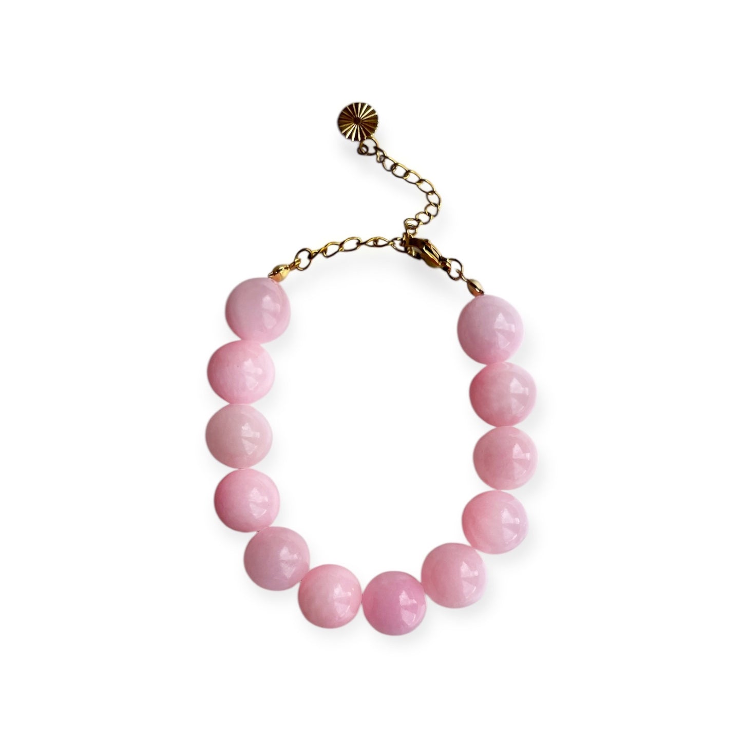 Armbånd med lyserøde jade perler Guld