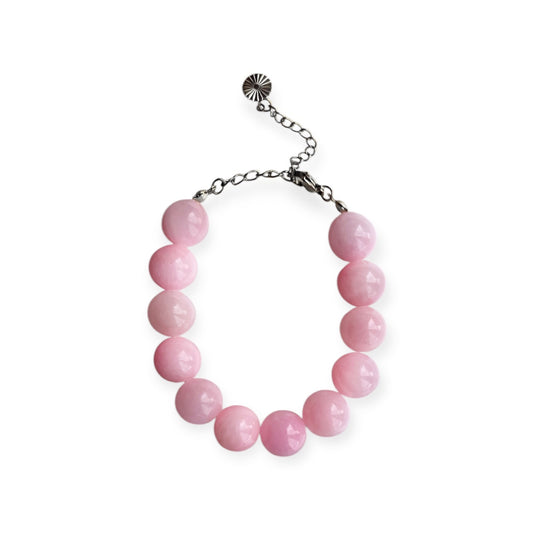 Armbånd med lyserøde jade perler Sølv