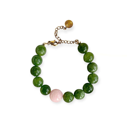 Armbånd Grøn & Lyserød Guld