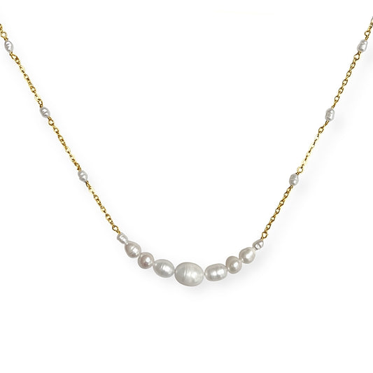 Halskæde med ferskvandsperler Guld
