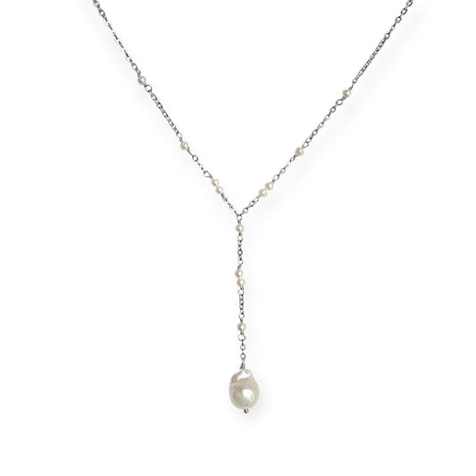 Y-halskæde med ferskvandsperler Sølv