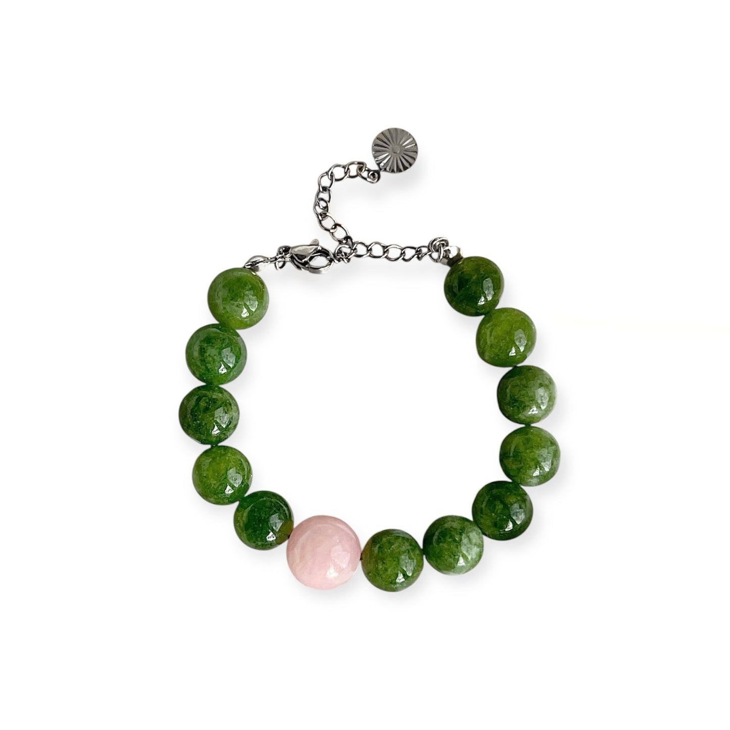 Armbånd Grøn & Lyserød Sølv