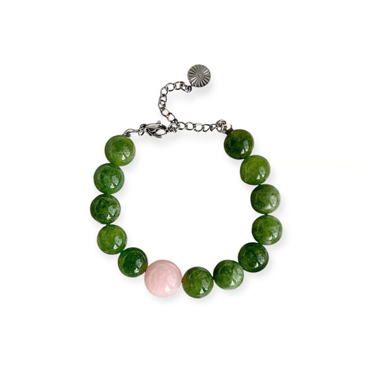 Armbånd Grøn & Lyserød Sølv